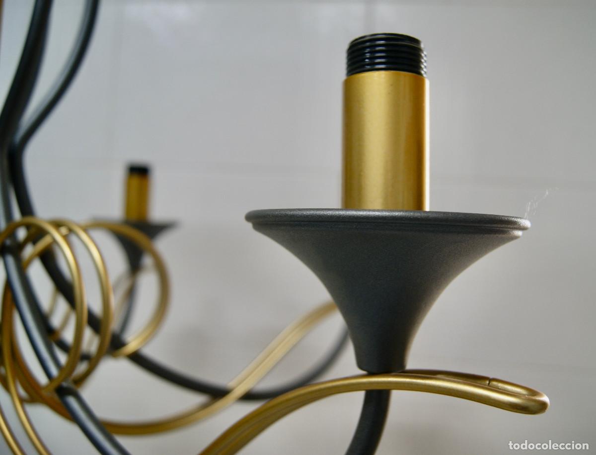 Vintage: L&aacute;mpara de techo, gris y oro mate - Foto 8