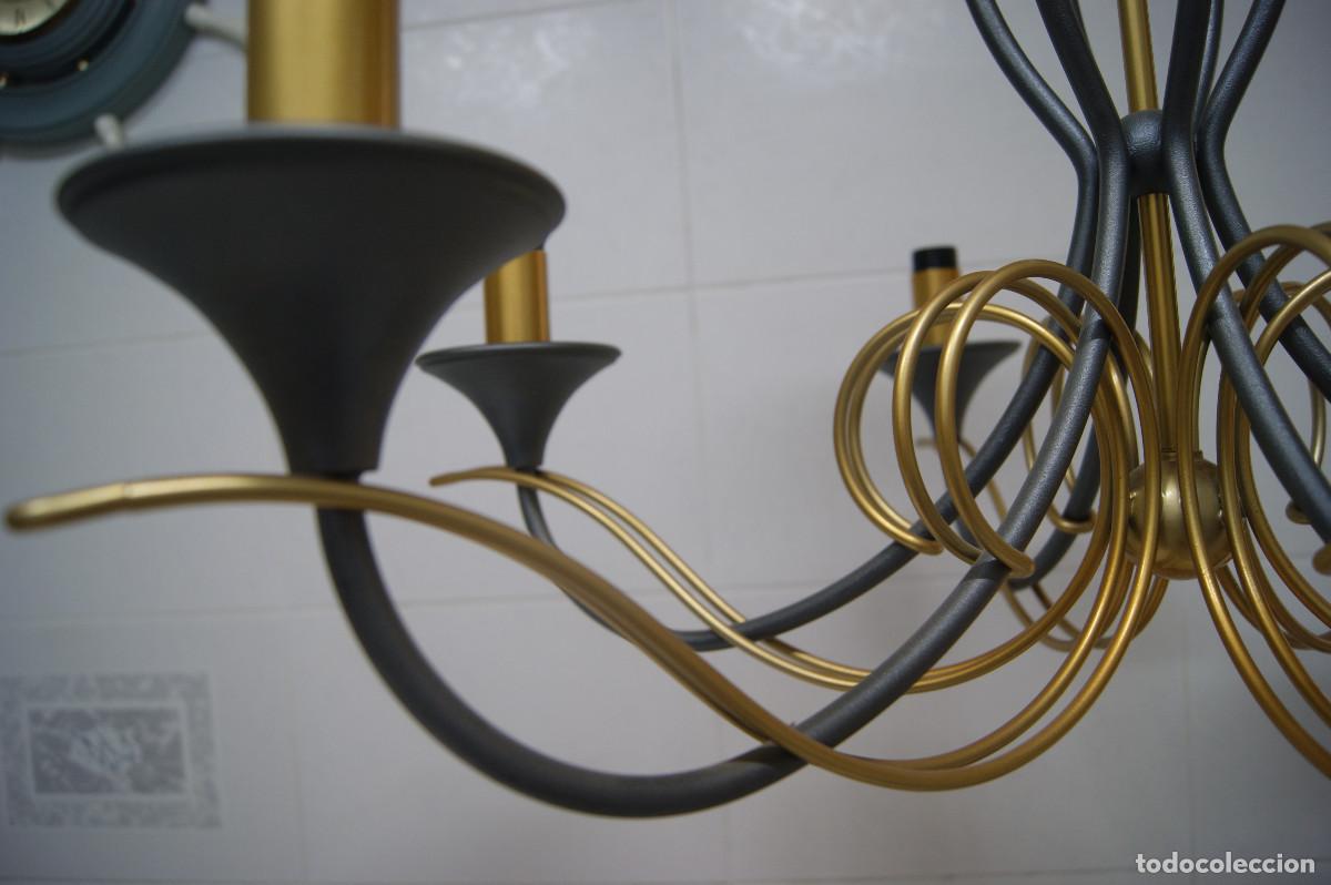 Vintage: L&aacute;mpara de techo, gris y oro mate - Foto 14