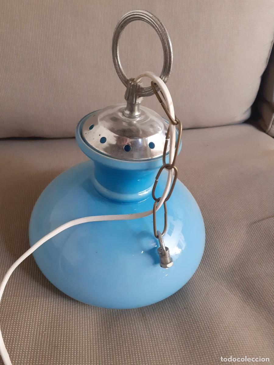 Vintage: Lampara techo opalina azul - Foto 2