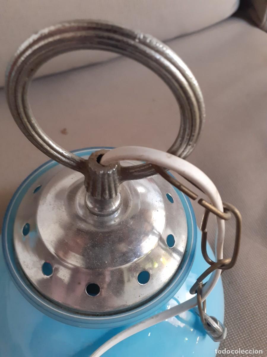 Vintage: Lampara techo opalina azul - Foto 3