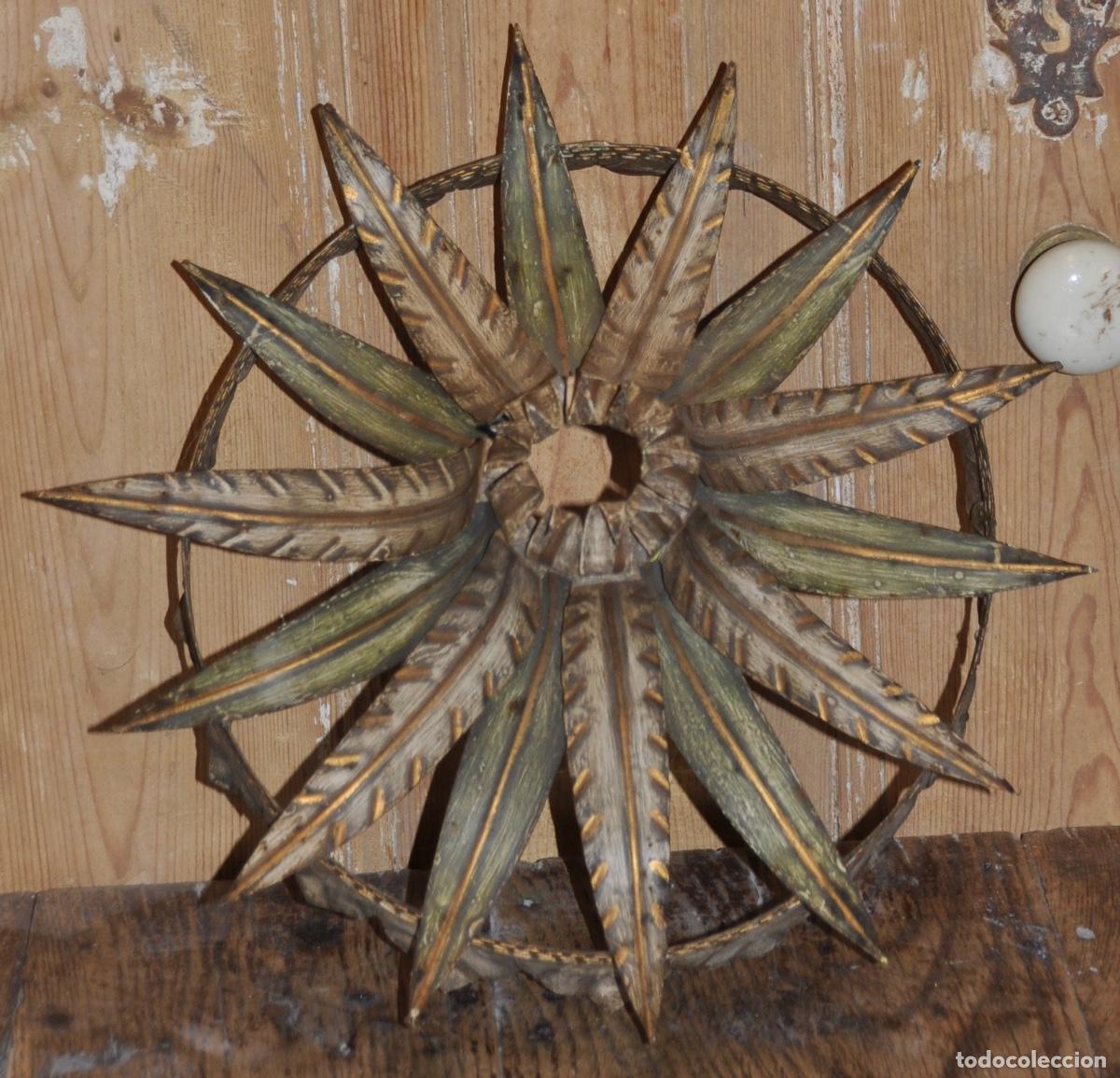 Vintage: Plaf&oacute;n de techo hojas verdes y doradas - Foto 1