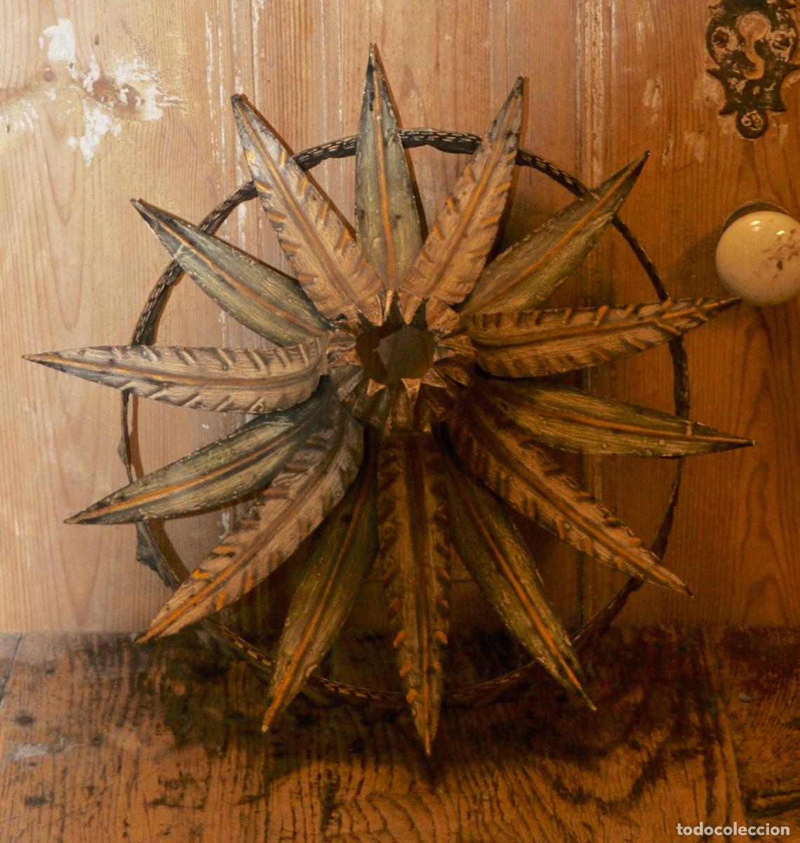 Vintage: Plaf&oacute;n de techo hojas verdes y doradas - Foto 2