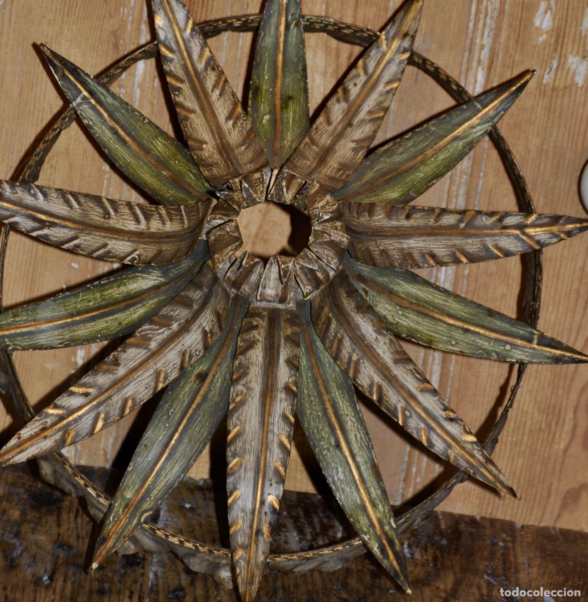 Vintage: Plaf&oacute;n de techo hojas verdes y doradas - Foto 3