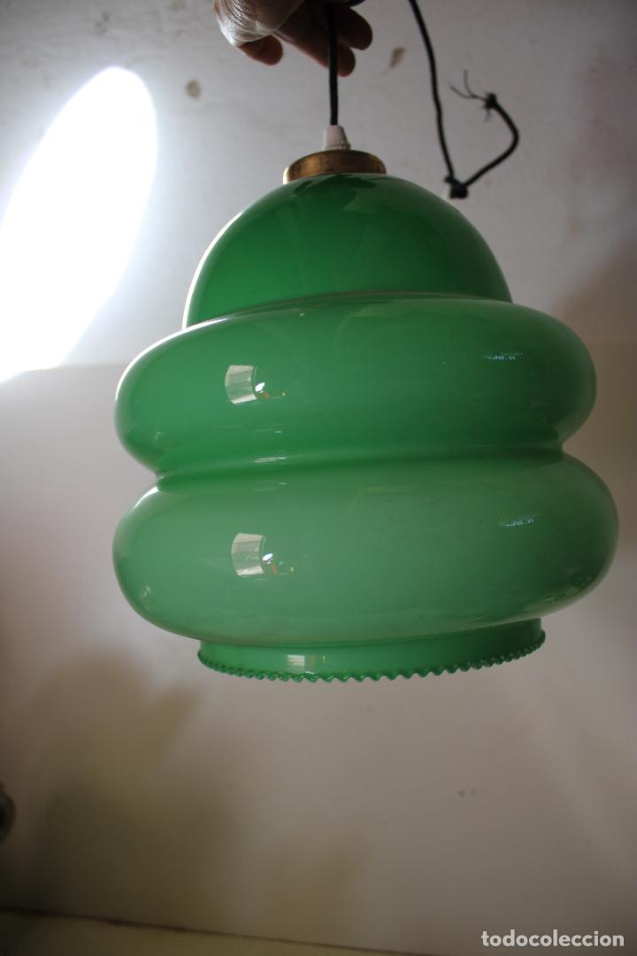 Vintage: lampara de techo cristal verde - Foto 2