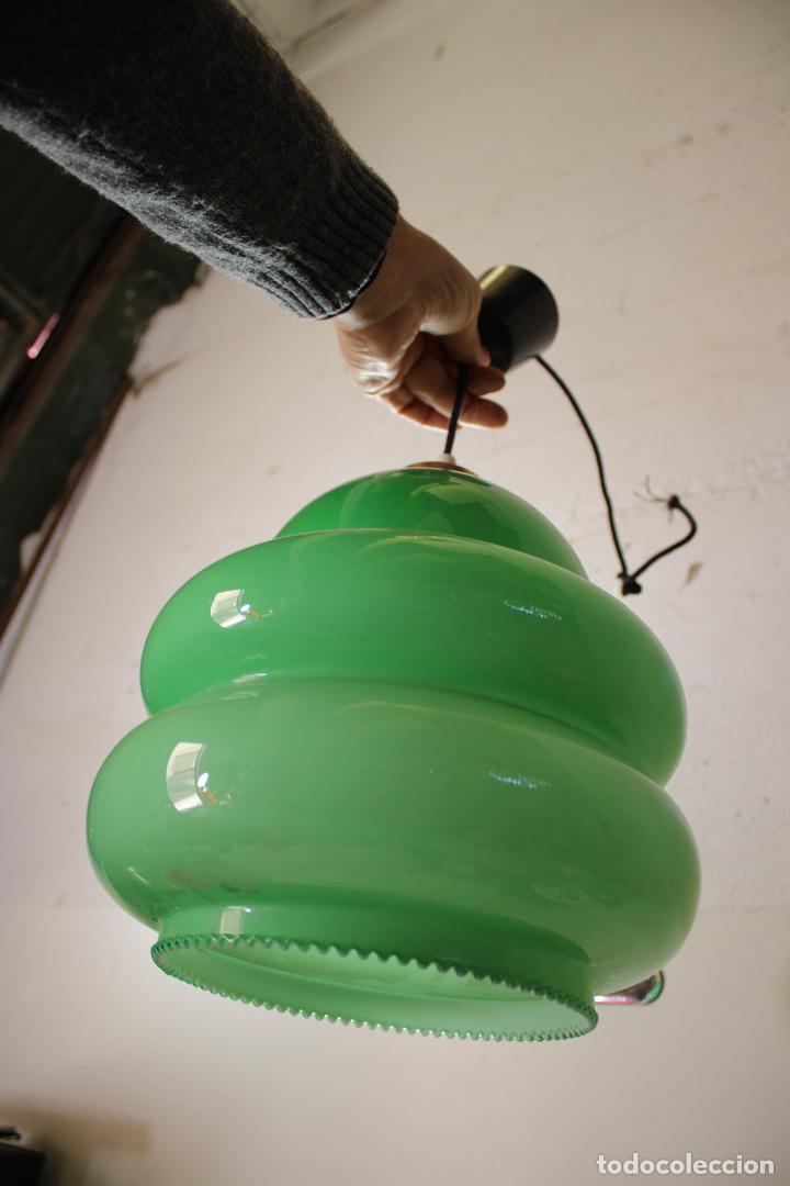 Vintage: lampara de techo cristal verde - Foto 3