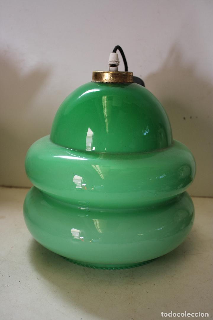Vintage: lampara de techo cristal verde - Foto 6