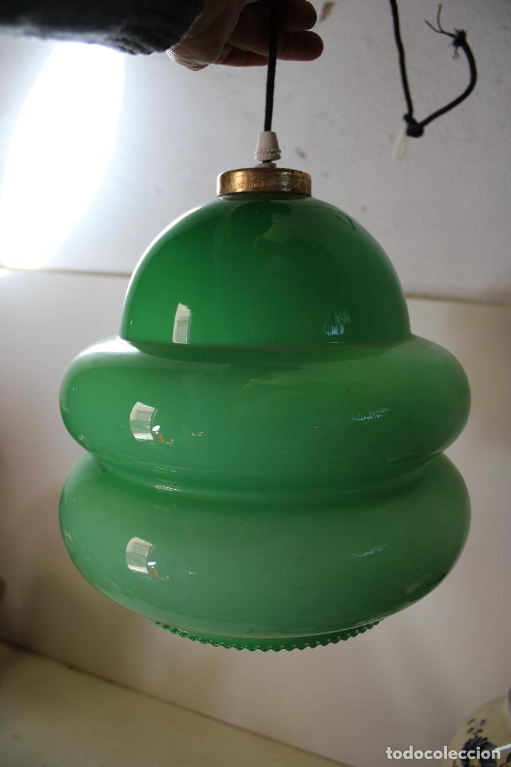 Vintage: lampara de techo cristal verde - Foto 8