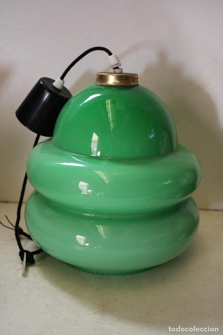 Vintage: lampara de techo cristal verde - Foto 1