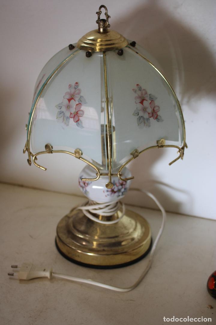 Vintage: lampara de ceramica con cristales - Foto 2