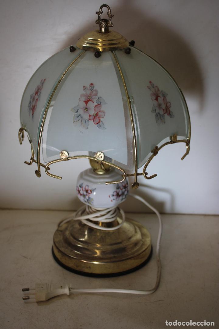 Vintage: lampara de ceramica con cristales - Foto 3