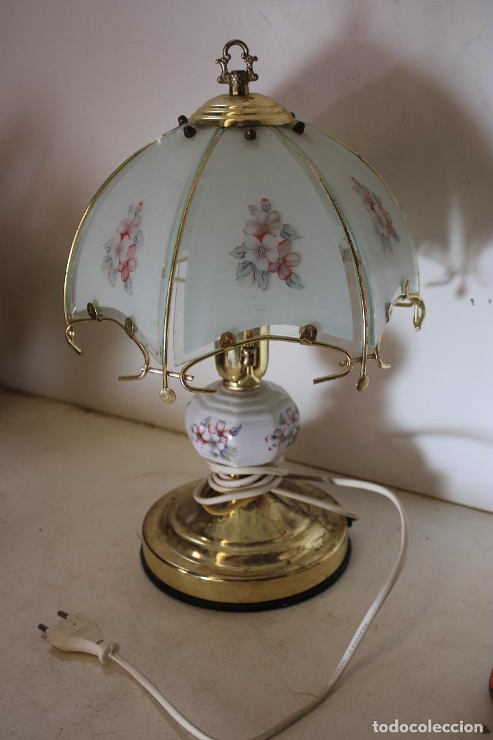 Vintage: lampara de ceramica con cristales - Foto 1