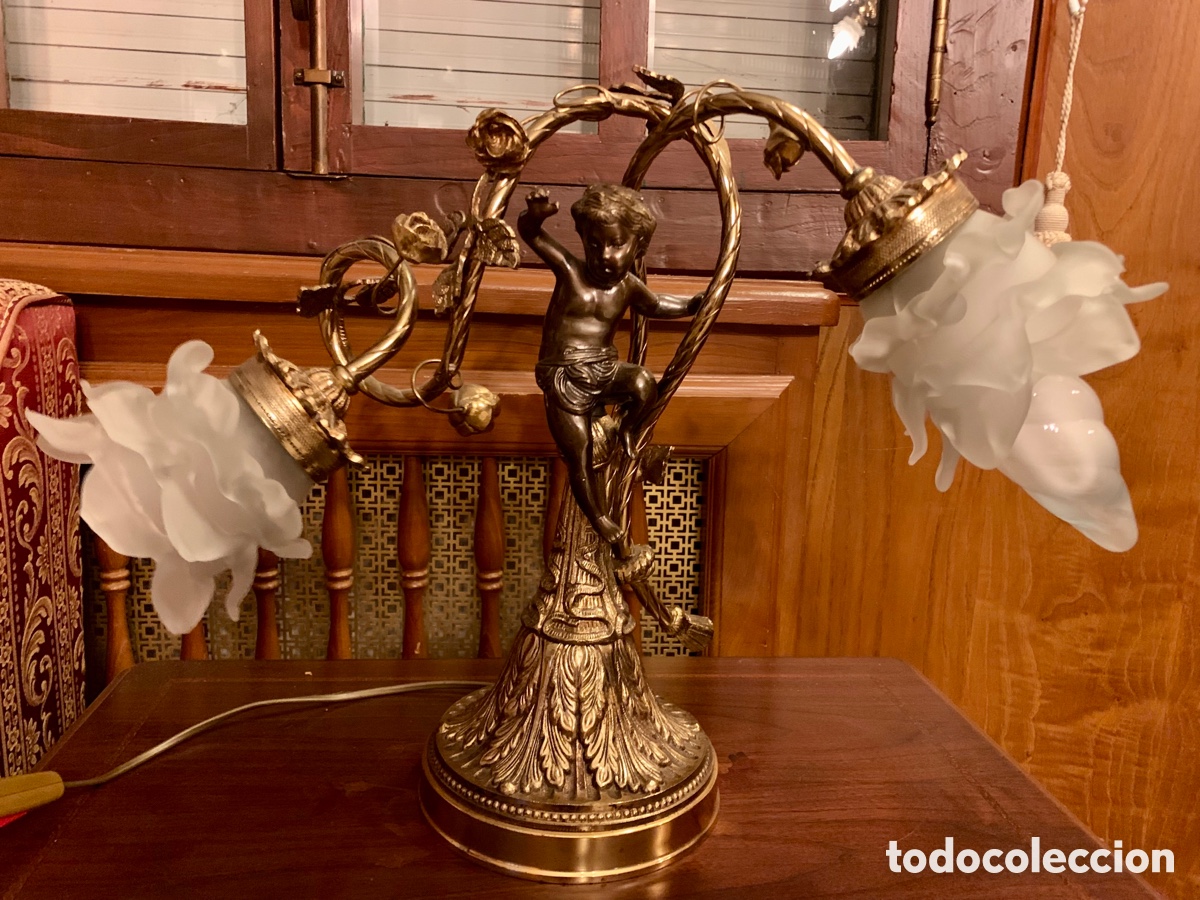 Vintage: Conjunto de l&aacute;mparas de bronce con ba&ntilde;o de oro - Foto 3