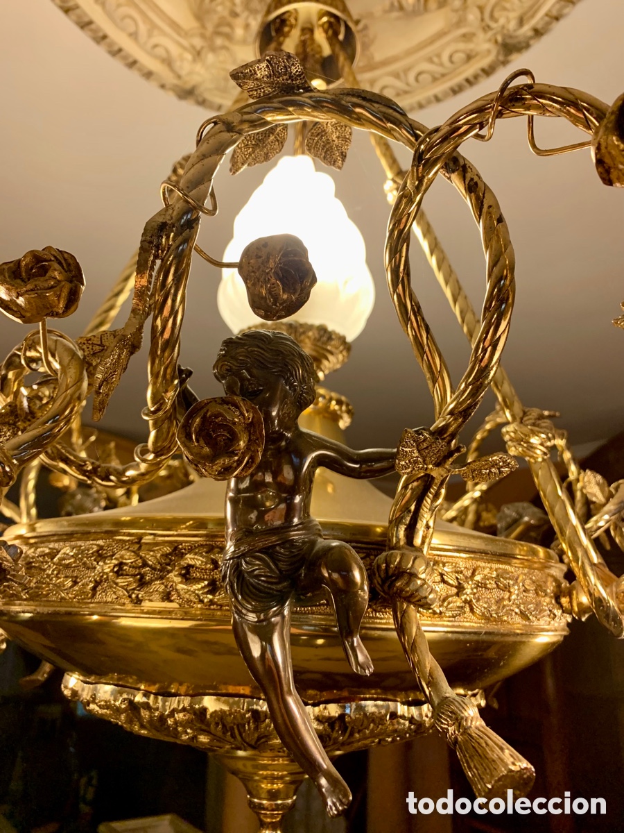 Vintage: Conjunto de l&aacute;mparas de bronce con ba&ntilde;o de oro - Foto 4