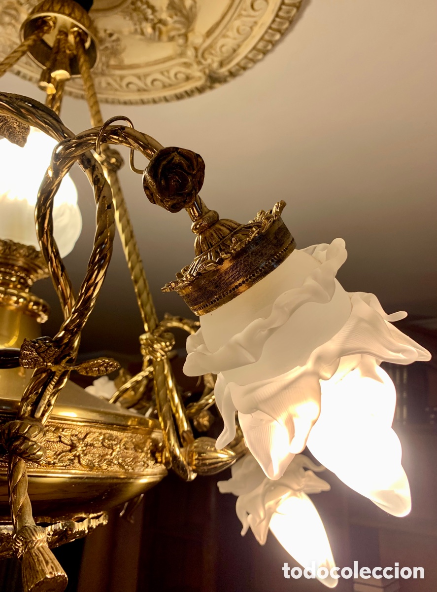 Vintage: Conjunto de l&aacute;mparas de bronce con ba&ntilde;o de oro - Foto 5