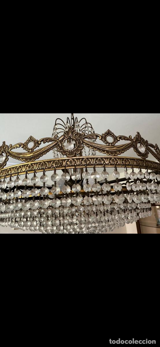 Vintage: L&aacute;mpara de bronce con l&aacute;grimas de Cristal - Foto 3