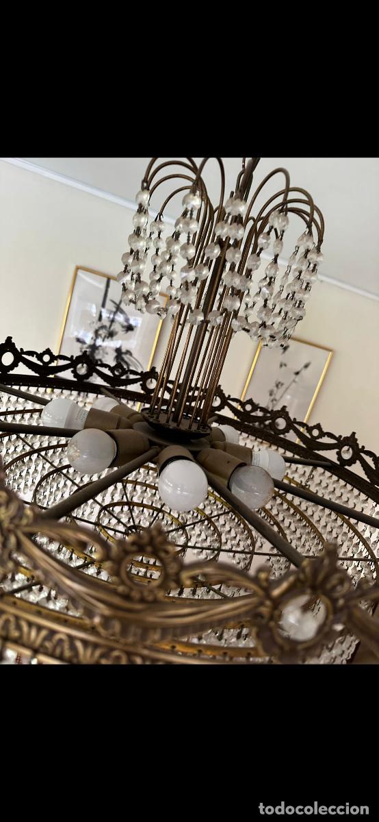 Vintage: L&aacute;mpara de bronce con l&aacute;grimas de Cristal - Foto 5