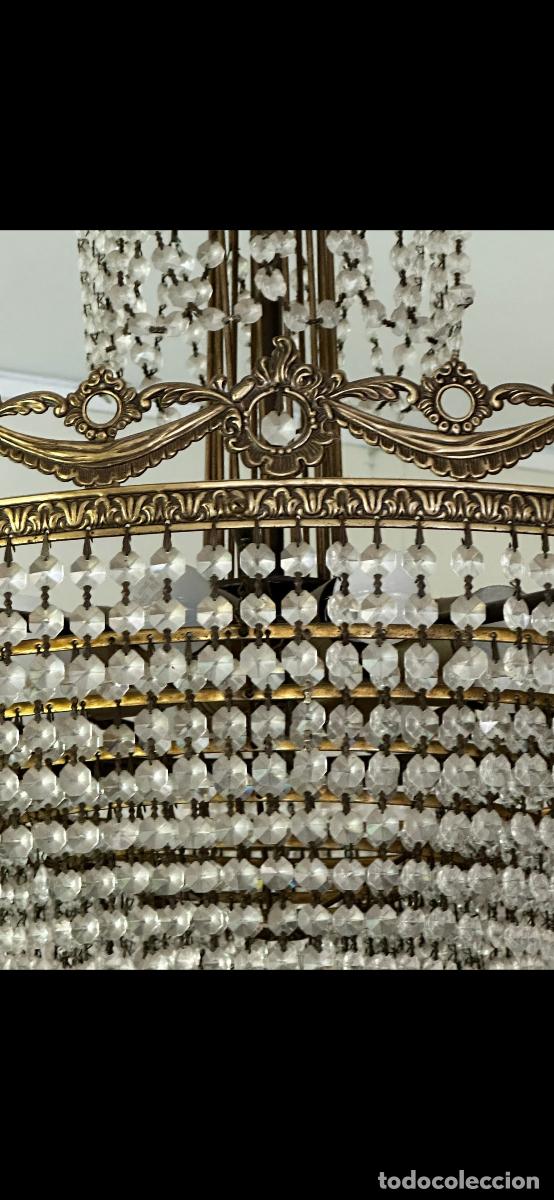 Vintage: L&aacute;mpara de bronce con l&aacute;grimas de Cristal - Foto 6