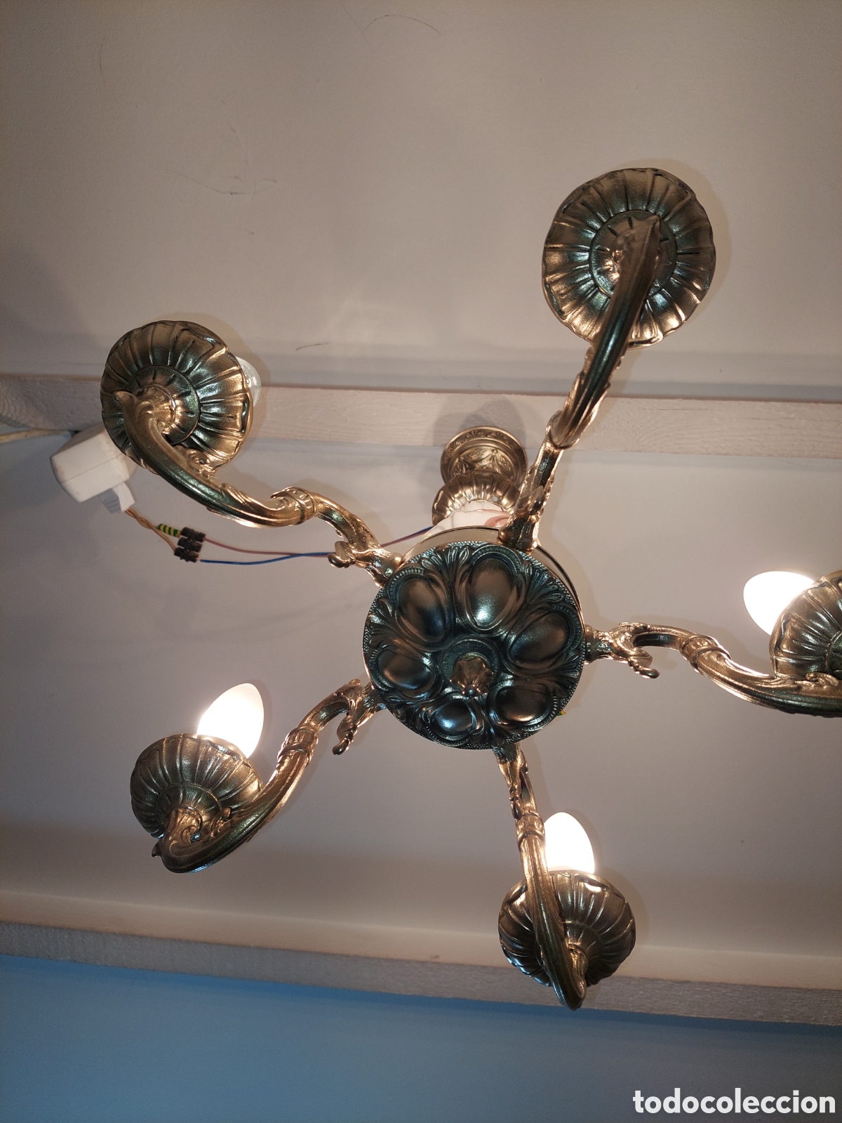 Vintage: Lampara de bronce porcela - Foto 5
