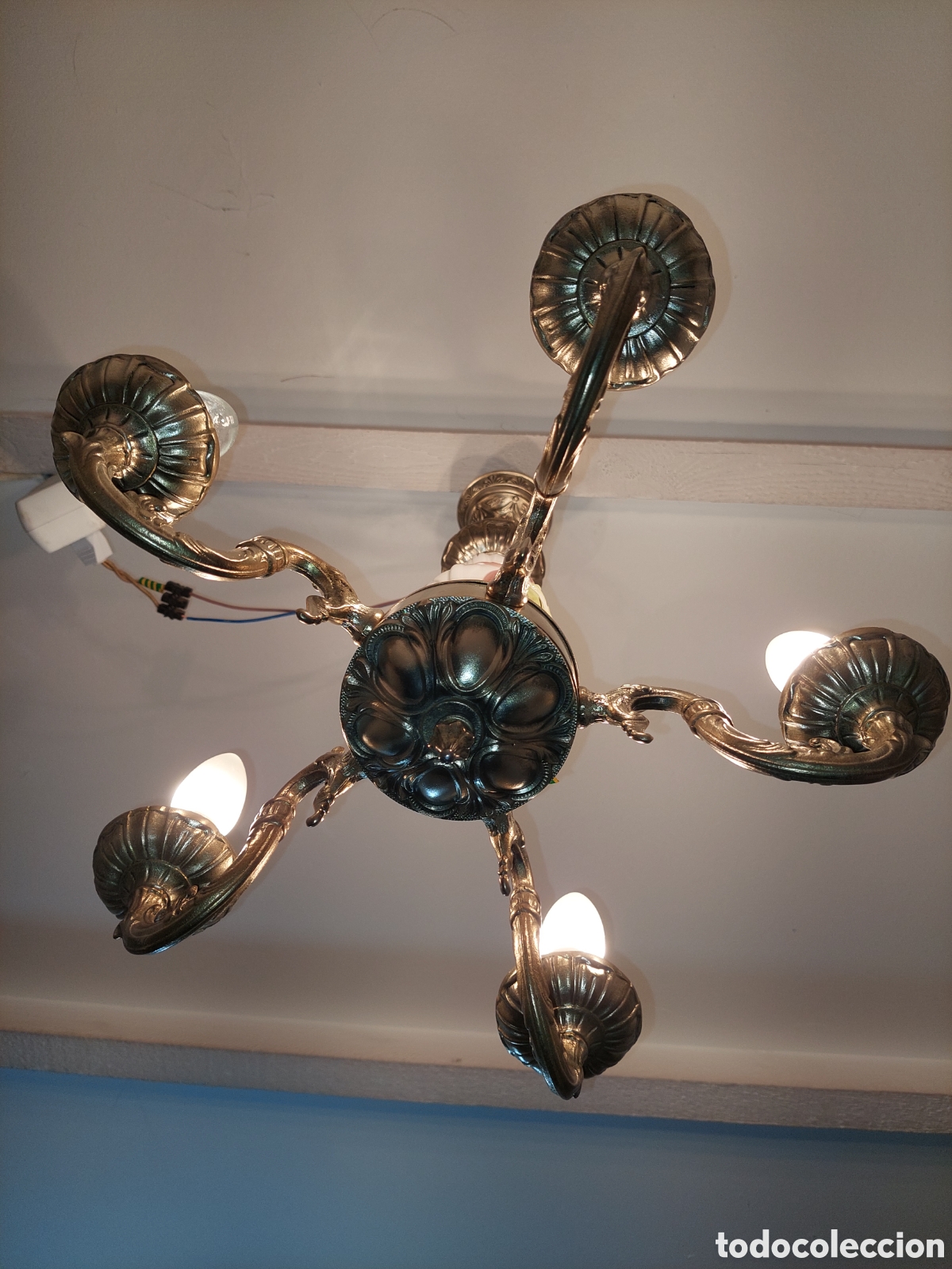 Vintage: Lampara de bronce porcela - Foto 6