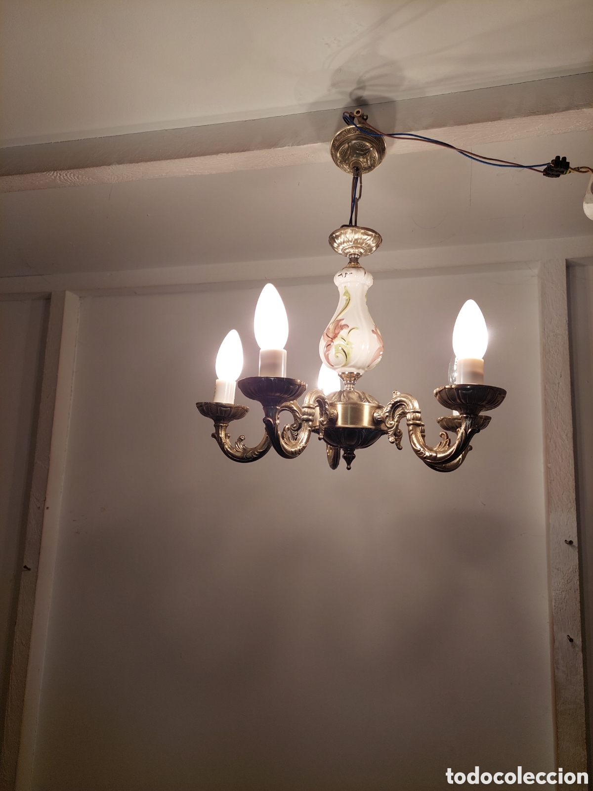 Vintage: Lampara de bronce porcela - Foto 8