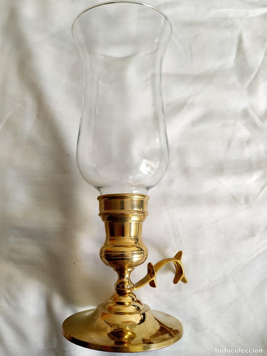 Vintage: CANDELERO CON PANTALLA TRANSPARENTE - Foto 1