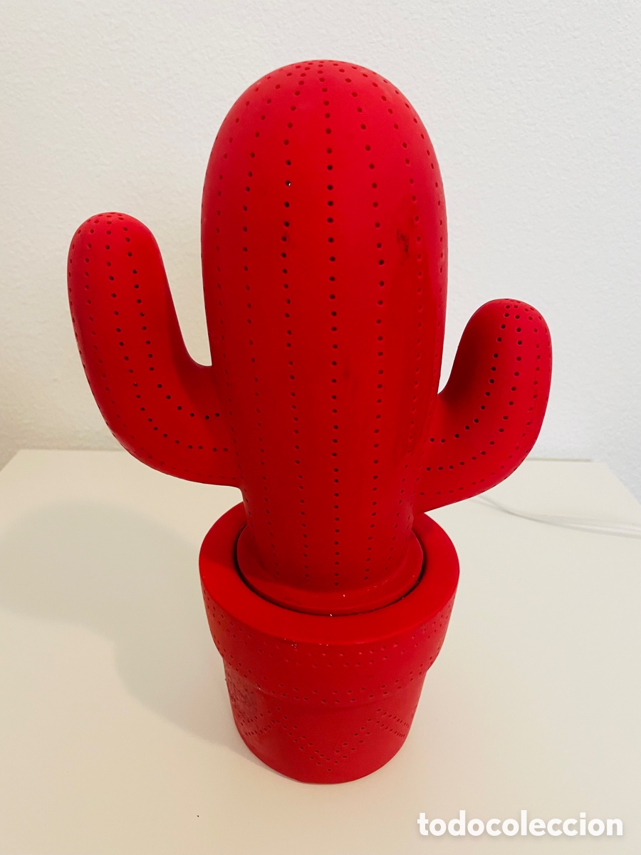 Vintage: L&aacute;mpara Cactus porcelana roja - Foto 8