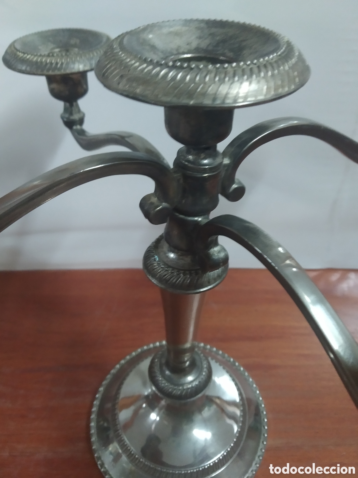 Vintage: CANDELABRO DE 5 BRAZOS DE ALPACA - Foto 4