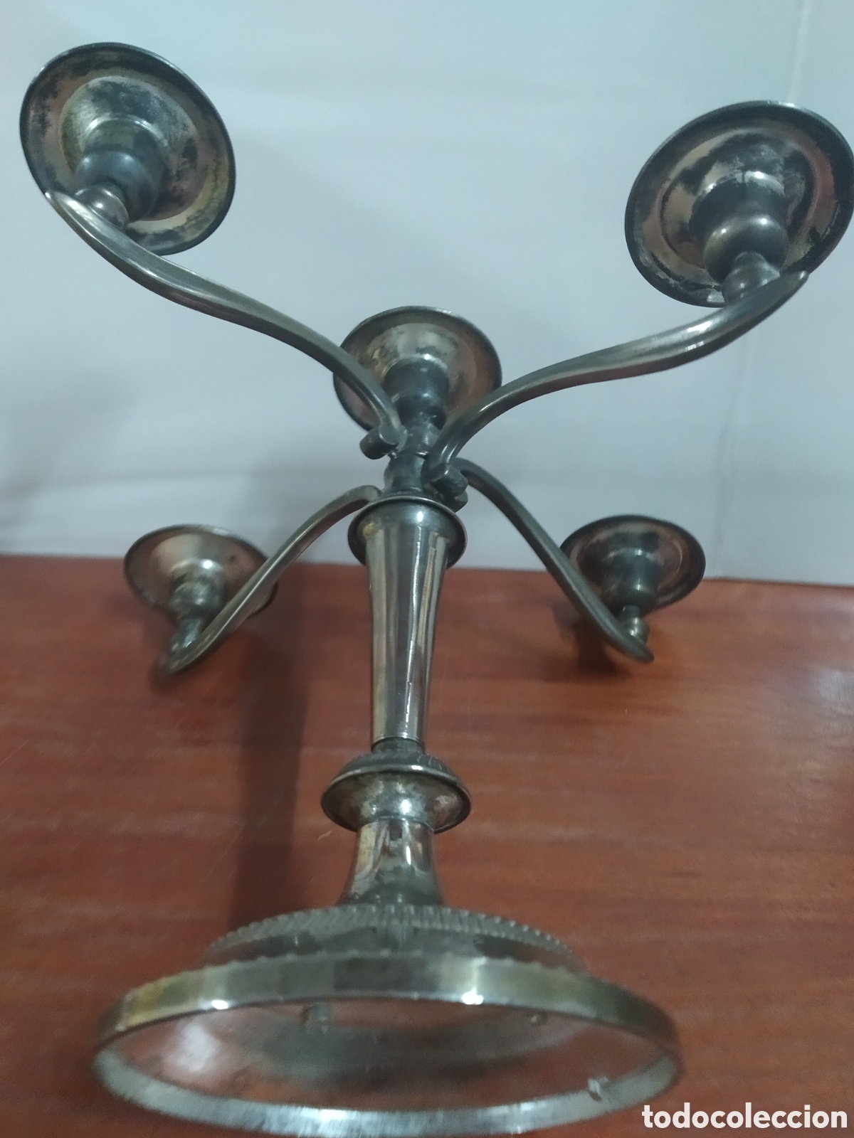 Vintage: CANDELABRO DE 5 BRAZOS DE ALPACA - Foto 7