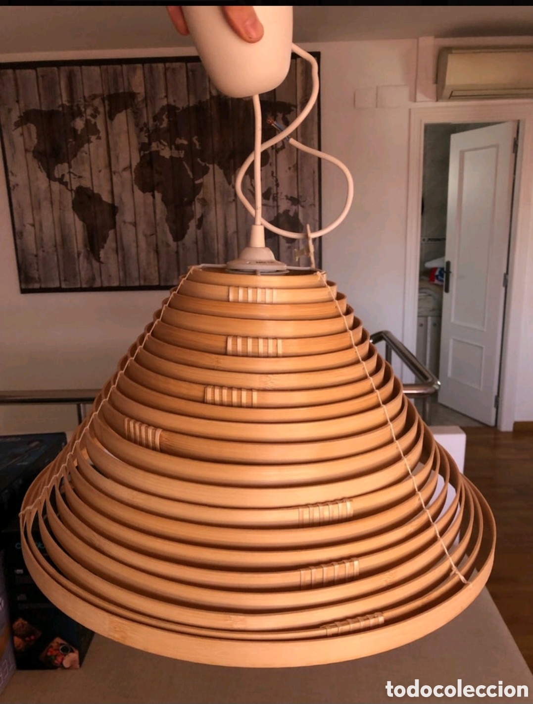 Vintage: Lampara de madera estilo vintage - Foto 1