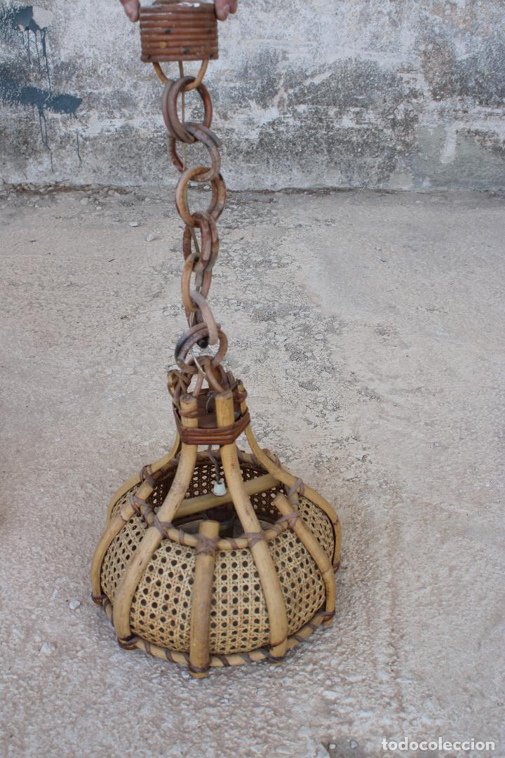 Vintage: lampara de techo mimbre y ratt&aacute;n - Foto 2