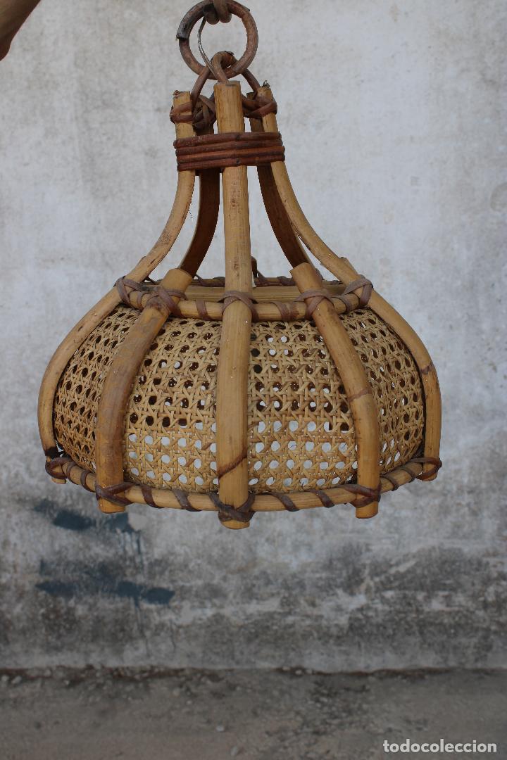 Vintage: lampara de techo mimbre y ratt&aacute;n - Foto 3
