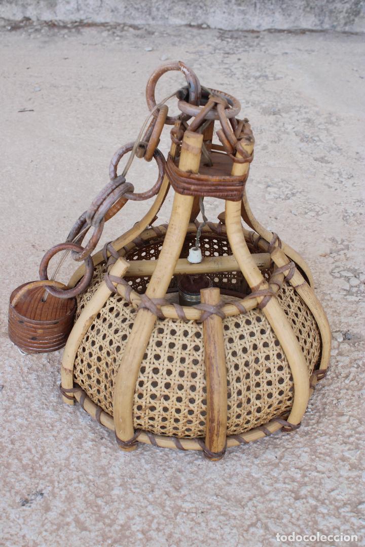 Vintage: lampara de techo mimbre y ratt&aacute;n - Foto 6