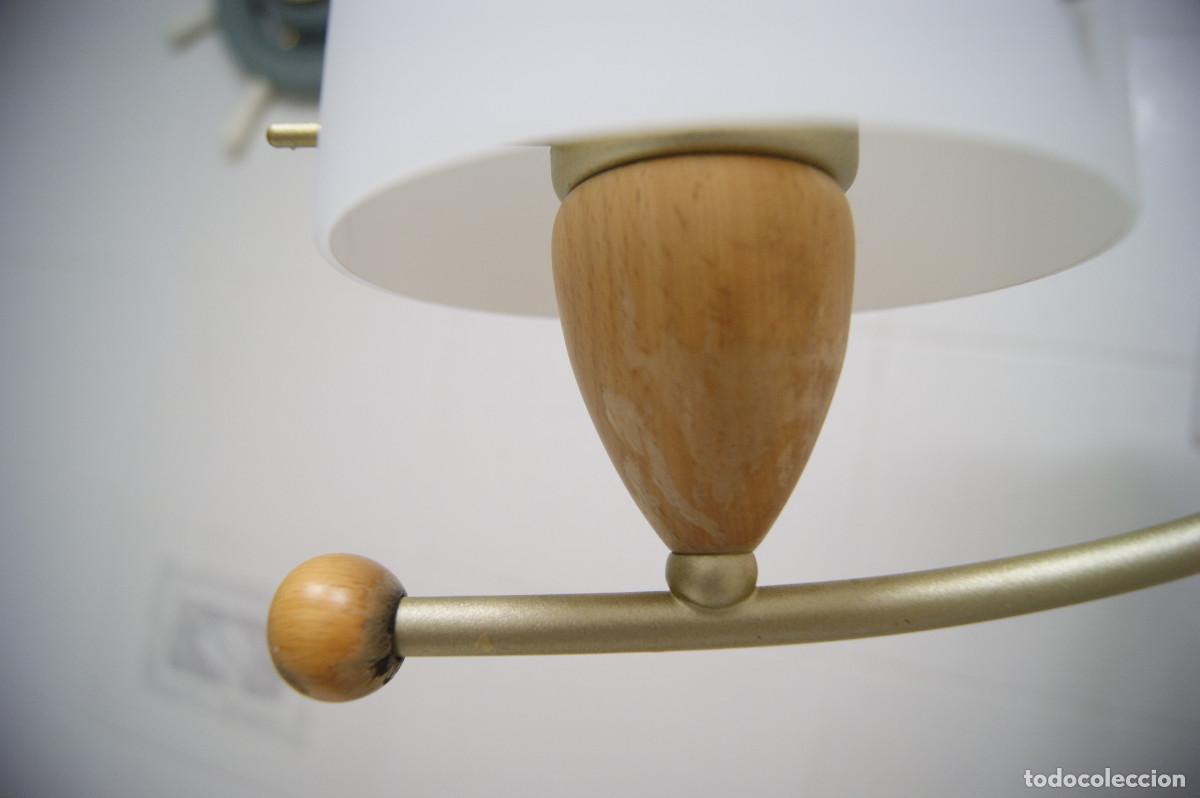 Vintage: L&aacute;mpara de techo, madera, oro mate y cristal - Foto 9