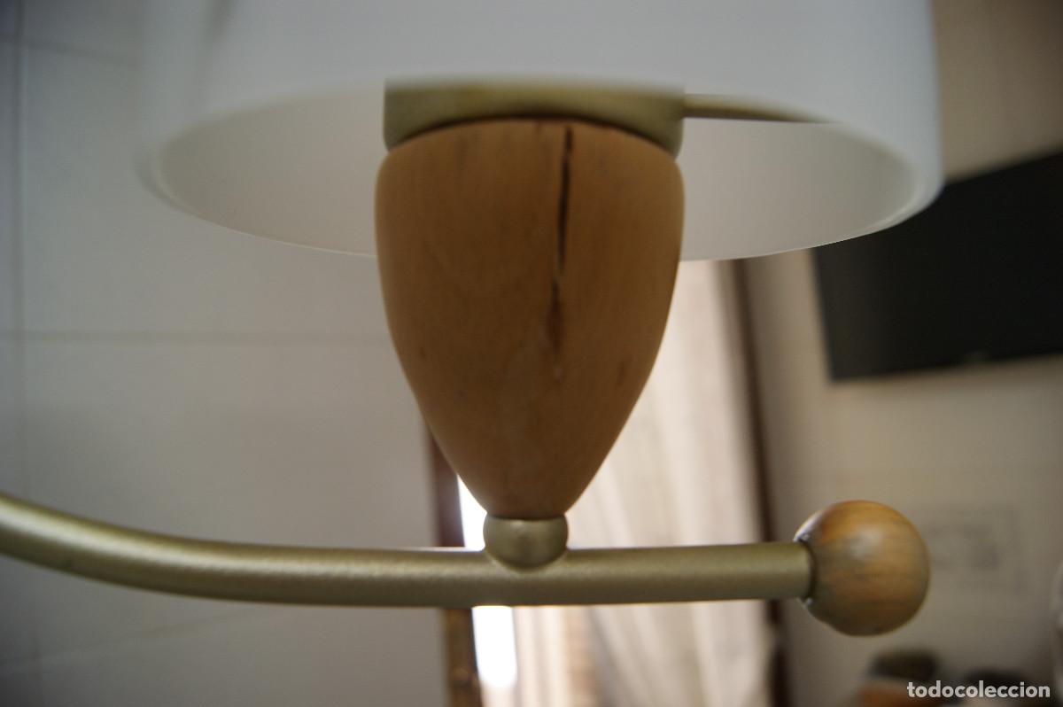 Vintage: L&aacute;mpara de techo, madera, oro mate y cristal - Foto 10