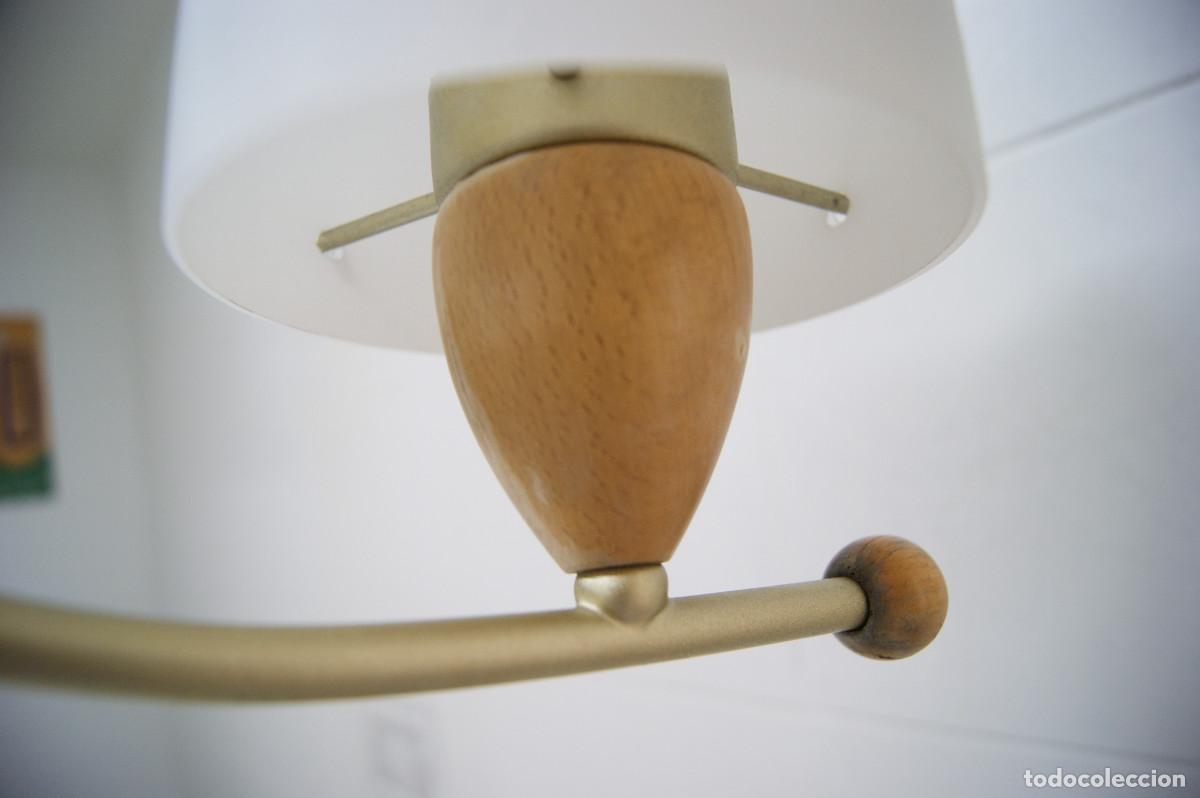 Vintage: L&aacute;mpara de techo, madera, oro mate y cristal - Foto 11