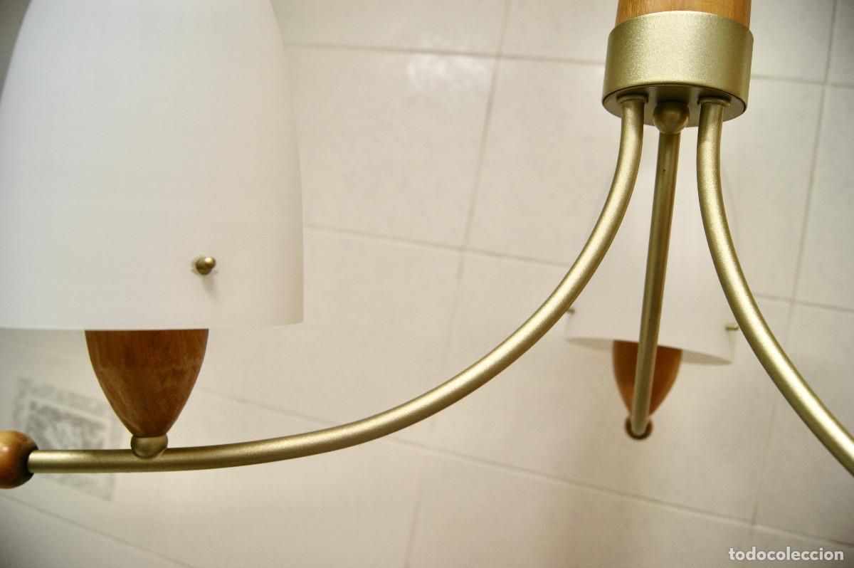Vintage: L&aacute;mpara de techo, madera, oro mate y cristal - Foto 12