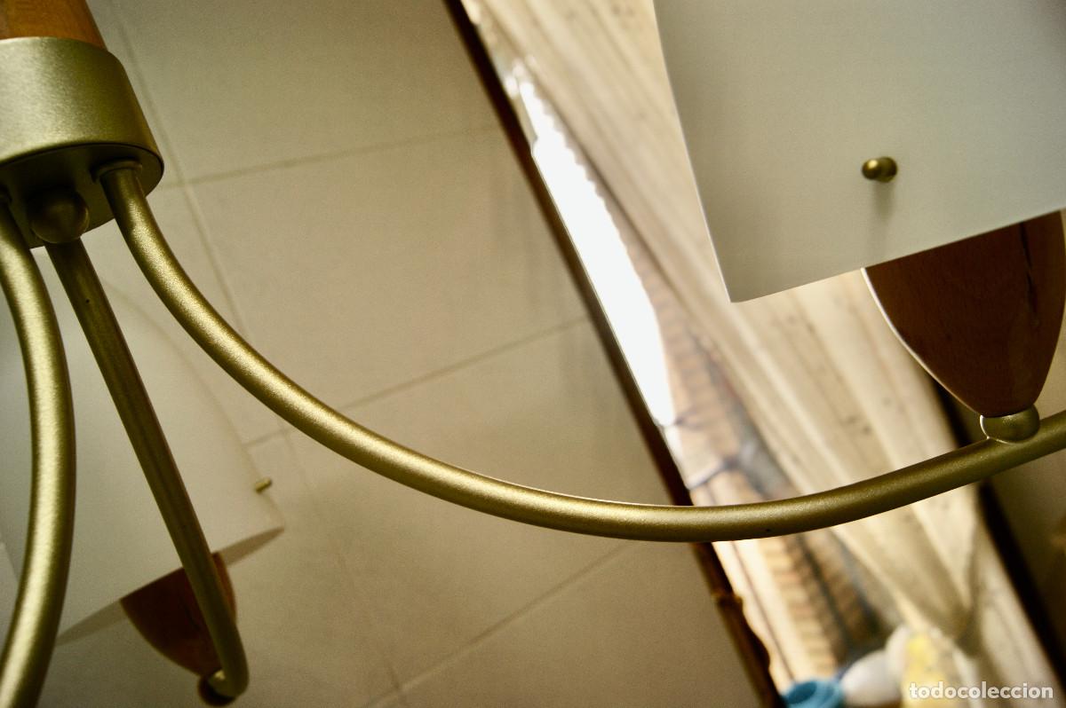 Vintage: L&aacute;mpara de techo, madera, oro mate y cristal - Foto 13