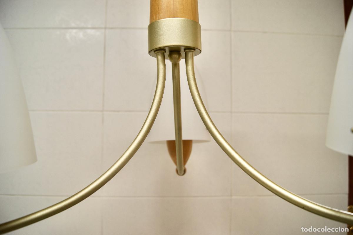 Vintage: L&aacute;mpara de techo, madera, oro mate y cristal - Foto 14