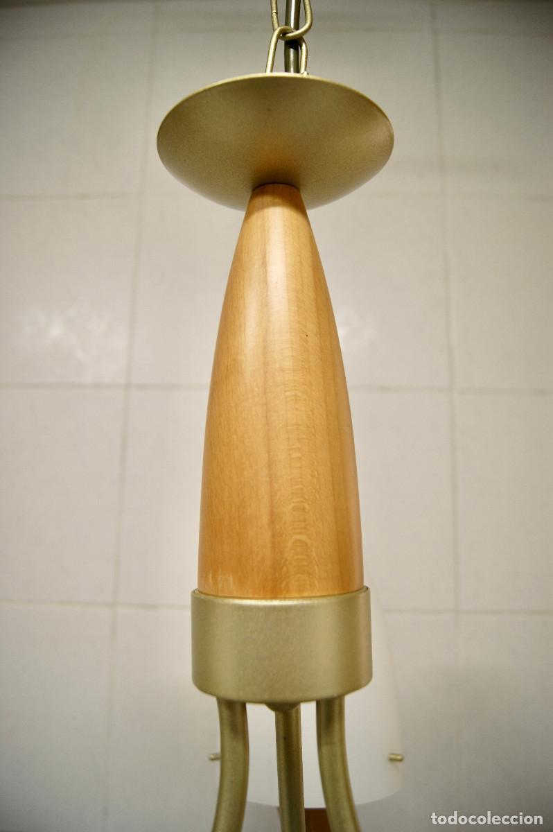 Vintage: L&aacute;mpara de techo, madera, oro mate y cristal - Foto 15