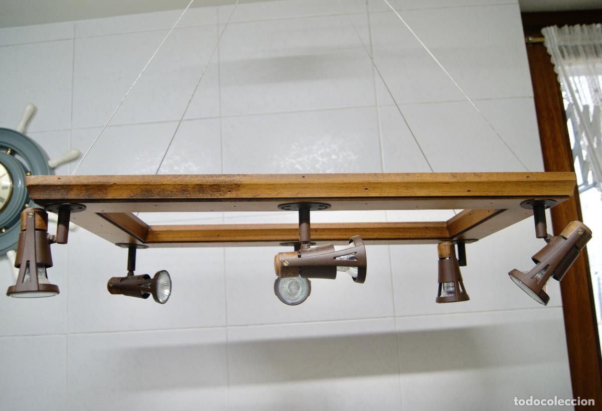Vintage: L&aacute;mpara de techo, madera y forja marr&oacute;n - Foto 7
