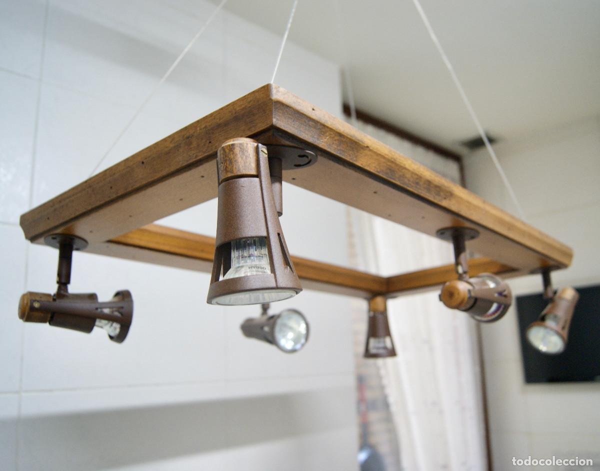 Vintage: L&aacute;mpara de techo, madera y forja marr&oacute;n - Foto 8