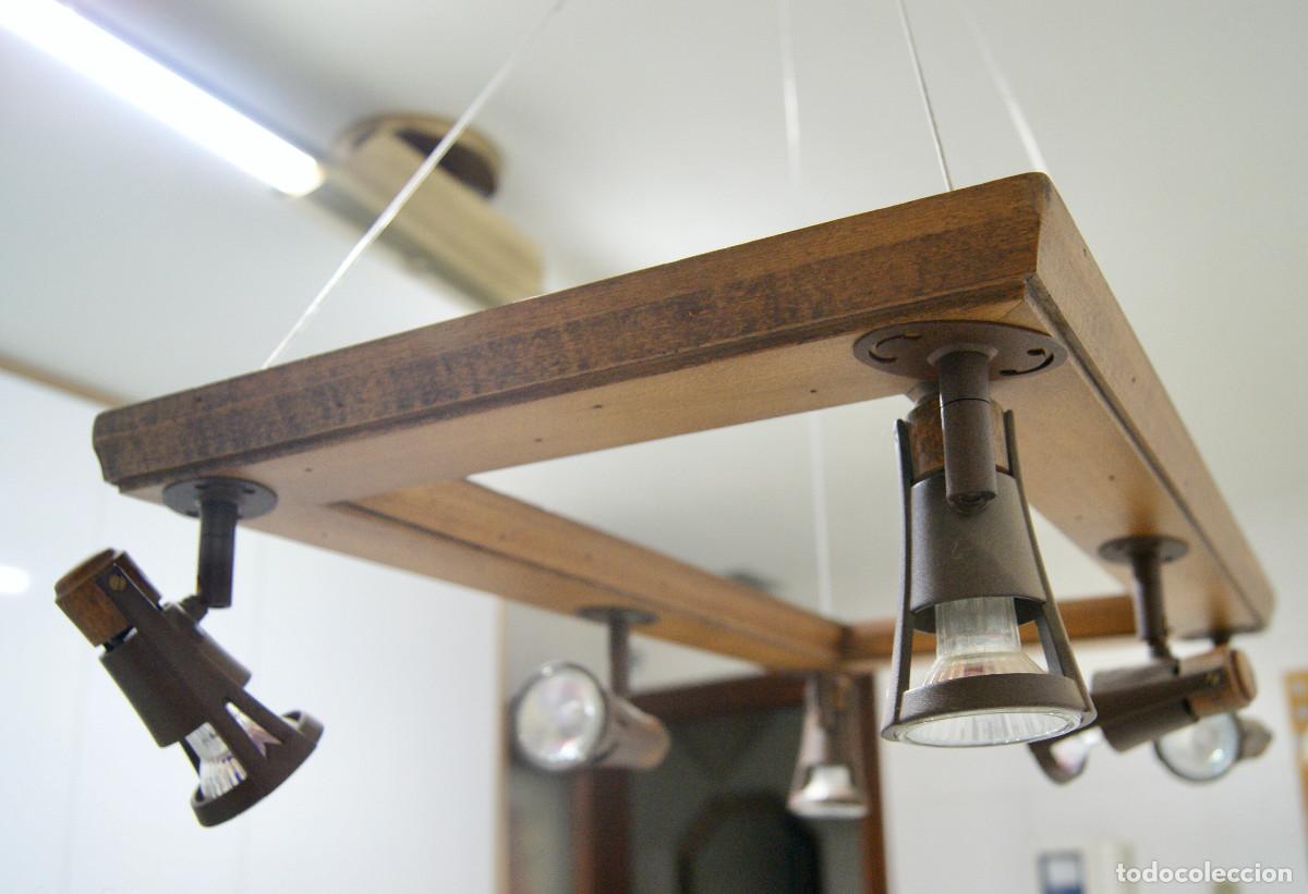 Vintage: L&aacute;mpara de techo, madera y forja marr&oacute;n - Foto 9
