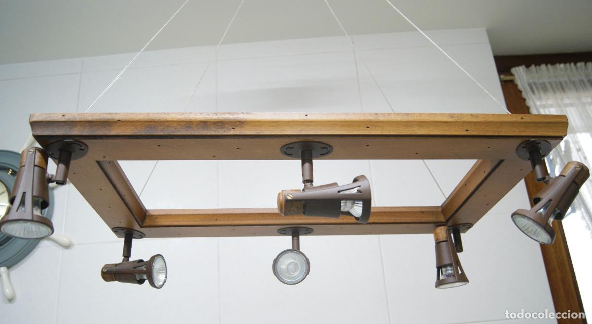 Vintage: L&aacute;mpara de techo, madera y forja marr&oacute;n - Foto 10
