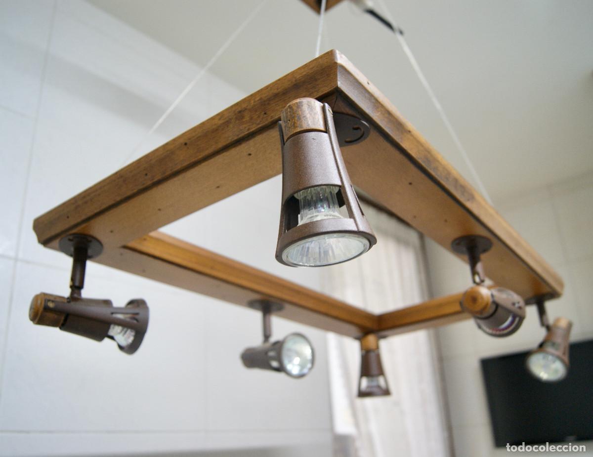 Vintage: L&aacute;mpara de techo, madera y forja marr&oacute;n - Foto 11