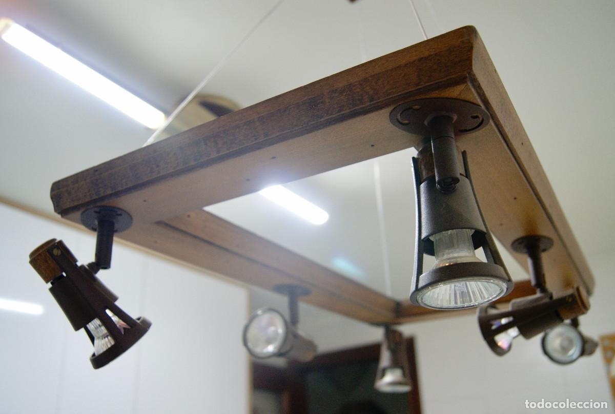 Vintage: L&aacute;mpara de techo, madera y forja marr&oacute;n - Foto 12