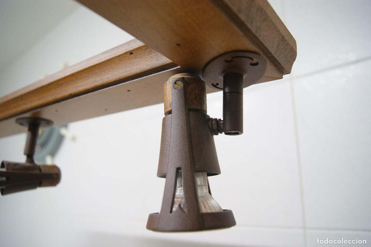 Vintage: L&aacute;mpara de techo, madera y forja marr&oacute;n - Foto 17