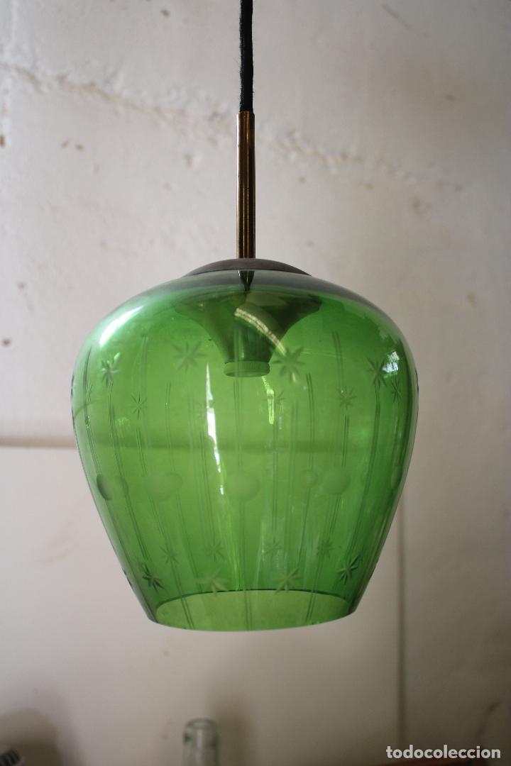 Vintage: lampara de techo tulipa verde - Foto 2