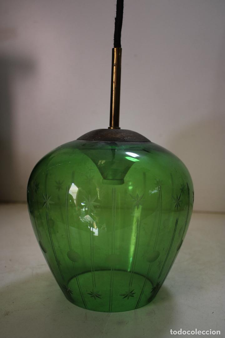 Vintage: lampara de techo tulipa verde - Foto 4