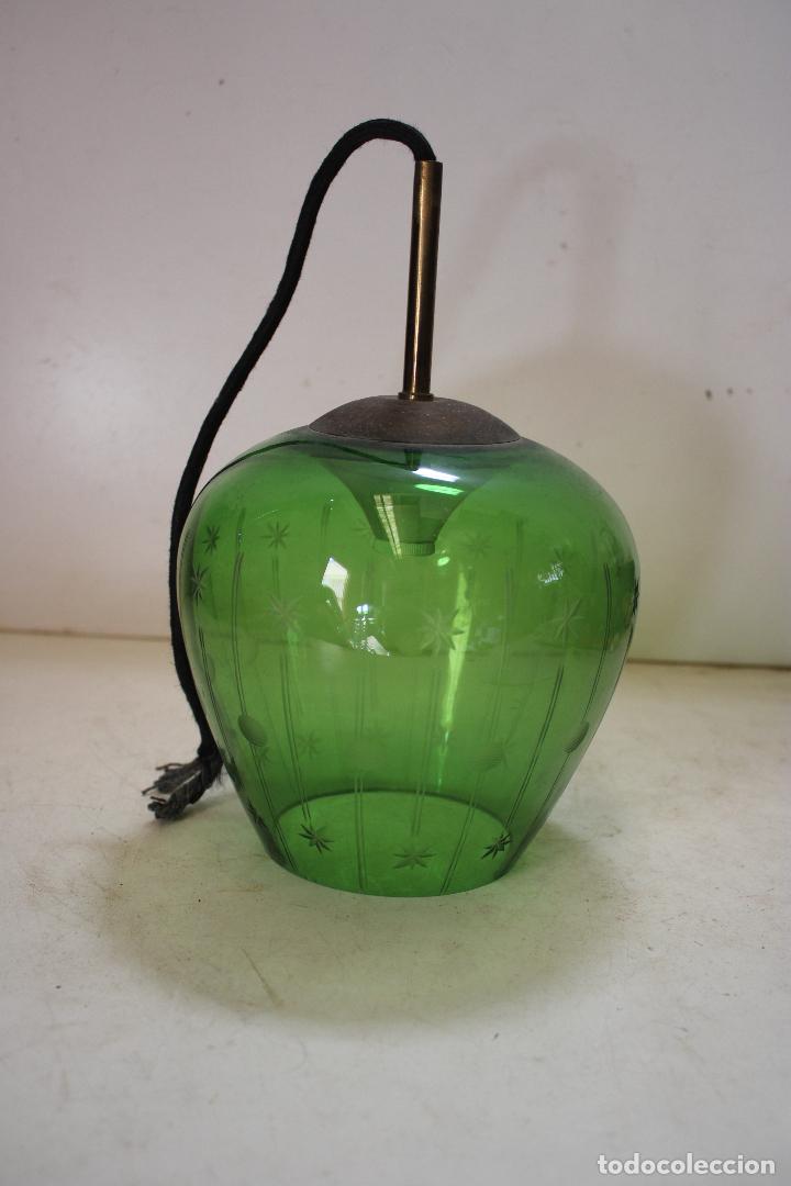 Vintage: lampara de techo tulipa verde - Foto 5
