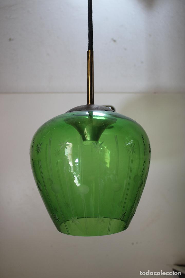 Vintage: lampara de techo tulipa verde - Foto 6